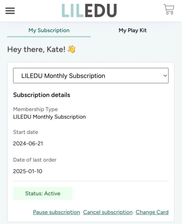 Liledy My Account - Subscription